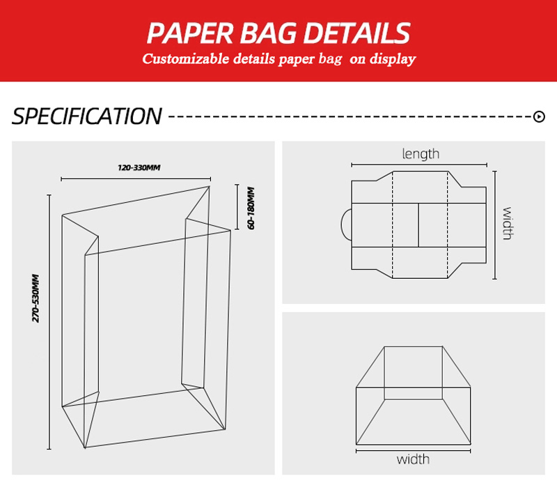 paper bag details:customizable details paper bag on display